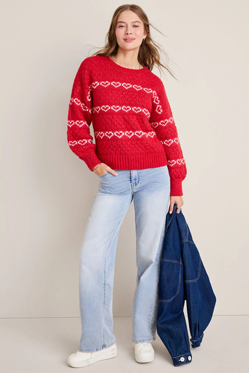 Lora Heart Stripe Pullover Sweater