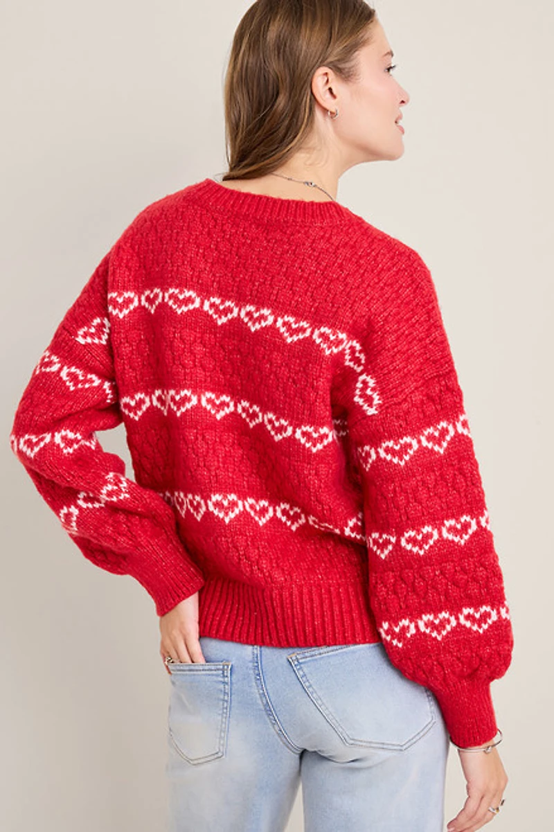 Lora Heart Stripe Pullover Sweater