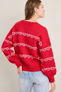 Lora Heart Stripe Pullover Sweater