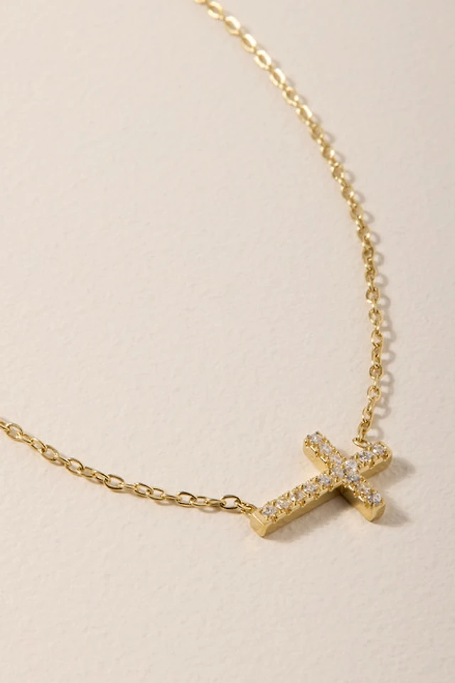 Holly Stainless Steel Sideways Cross Pendant Necklace