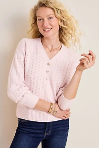 Erica Pointelle Bow Pullover Sweater