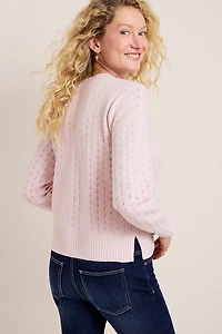 Erica Pointelle Bow Pullover Sweater