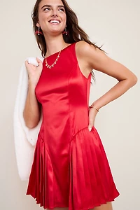 Melissa Satin Pleated Mini Dress