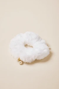 Nina Pearl Charm Fuzzy Scrunchie