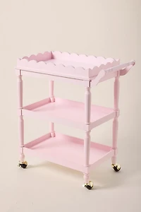 Pink Scalloped 3 Tier Bar Cart