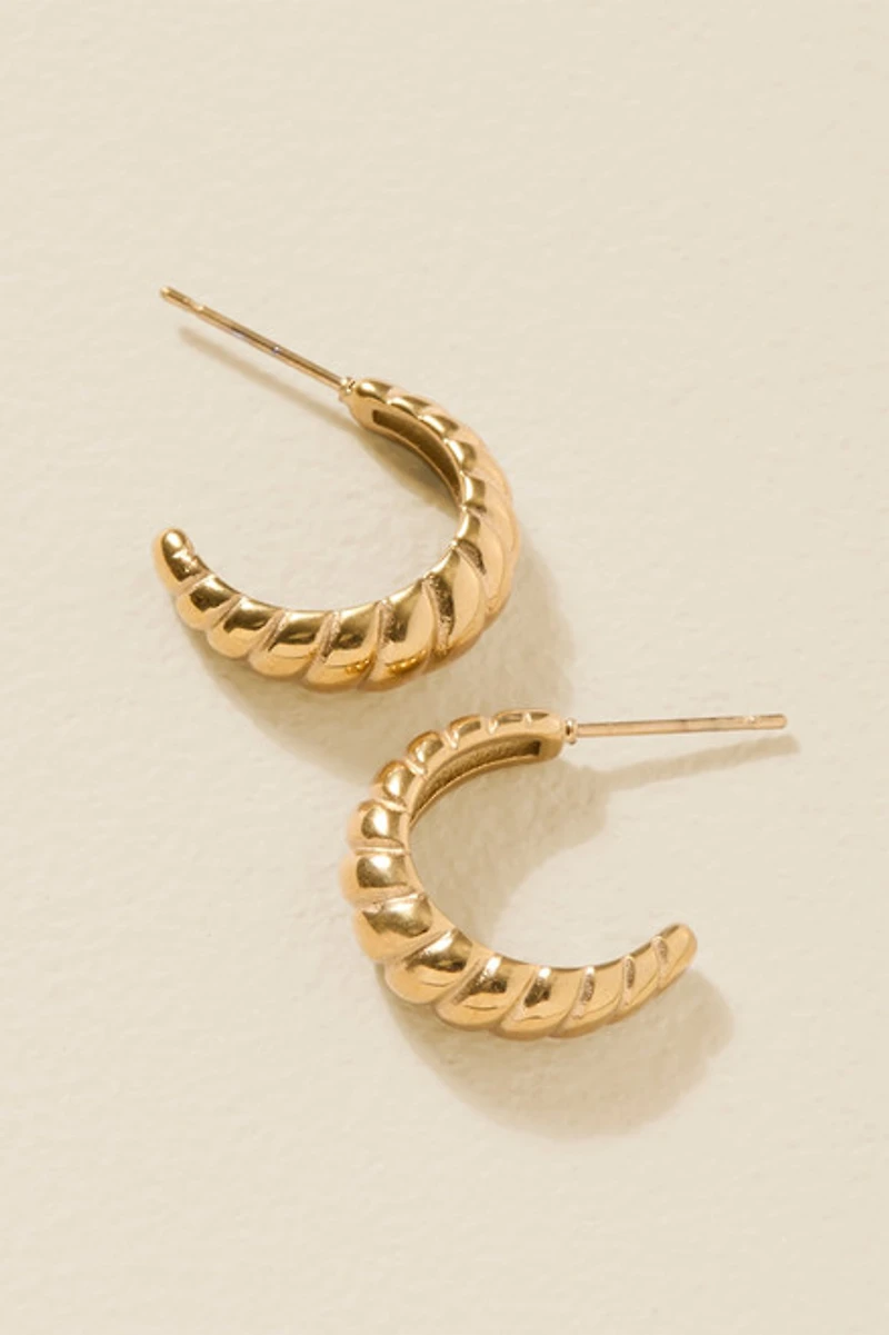 Tara Stainless Steel Croissant Hoop Earrings