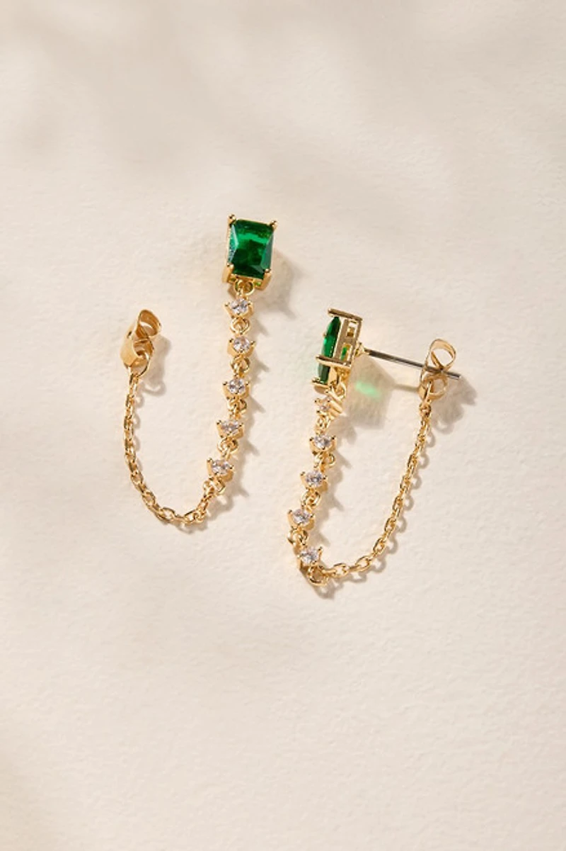 Marisol Emerald Chain Jacket Earrings