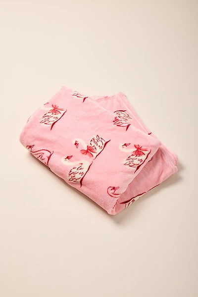 Swan Bow Print Soft Blanket