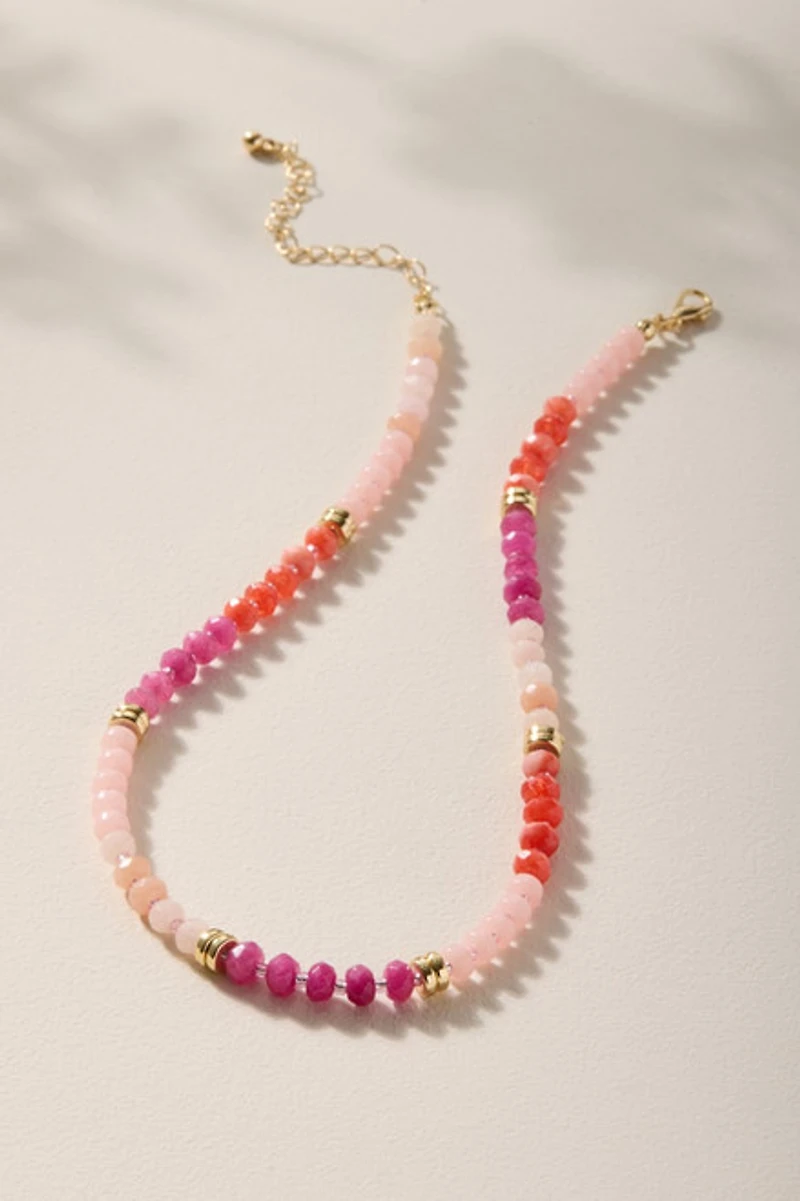 Holly Single Strand Glass Beaded Necklace