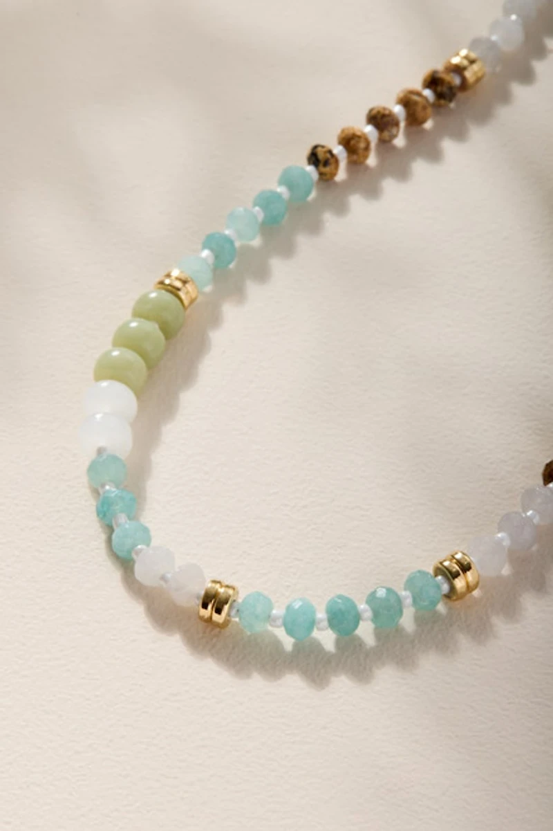 Raquel Single Strand Blue Beaded Necklace