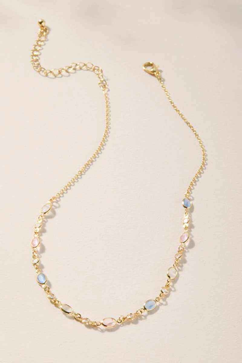 Nicole Bezel Stone Strand Necklace