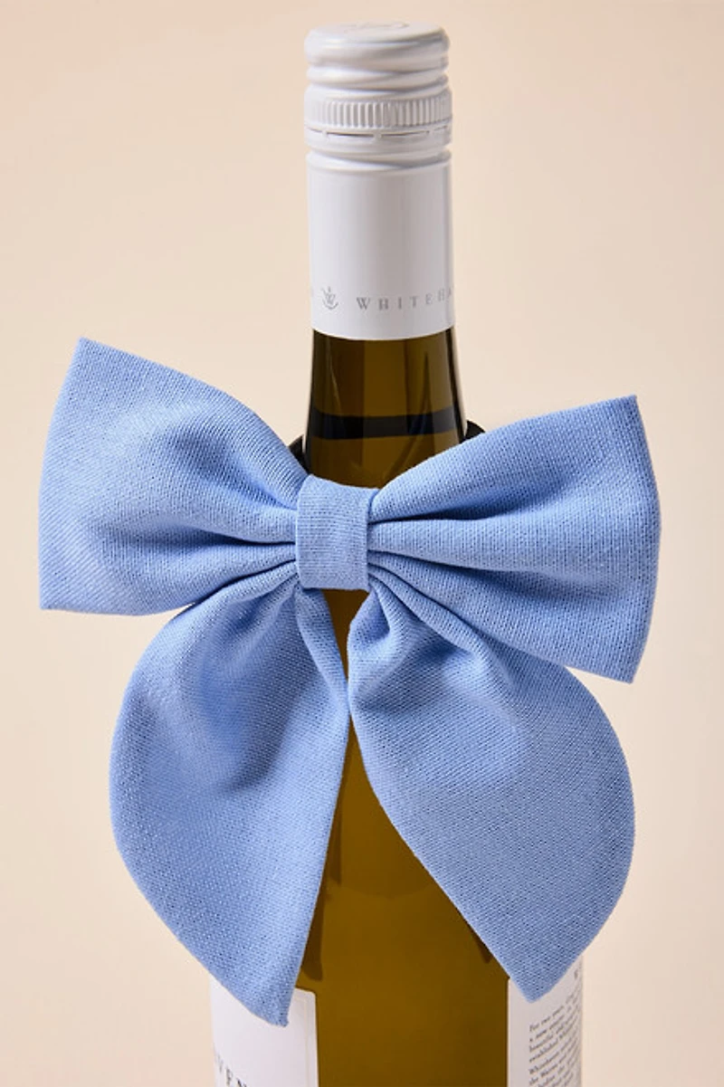 Beau Bottles Blue Linen Bottle Bow