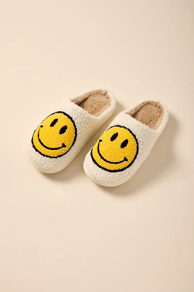 Smiley Face Fuzzy Slippers