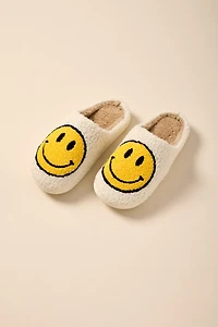 Smiley Face Fuzzy Slippers