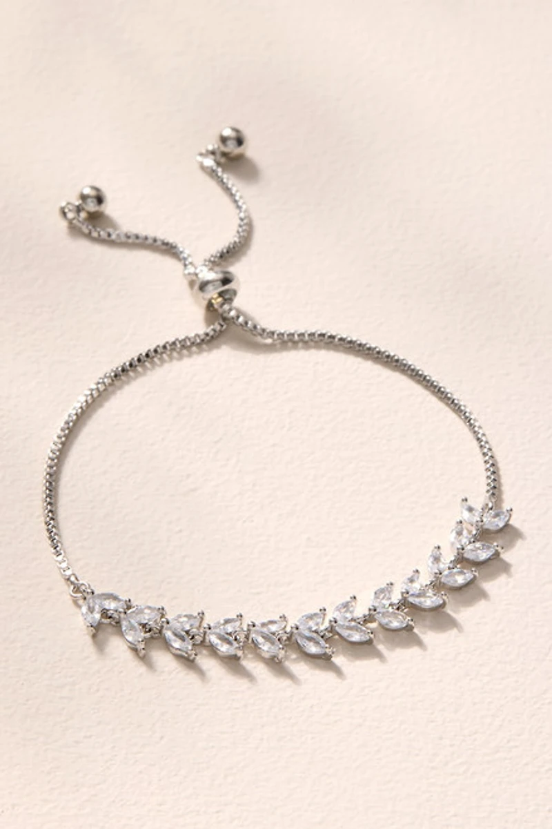 Jenna Crystal Leaf Pull Tie Bracelet