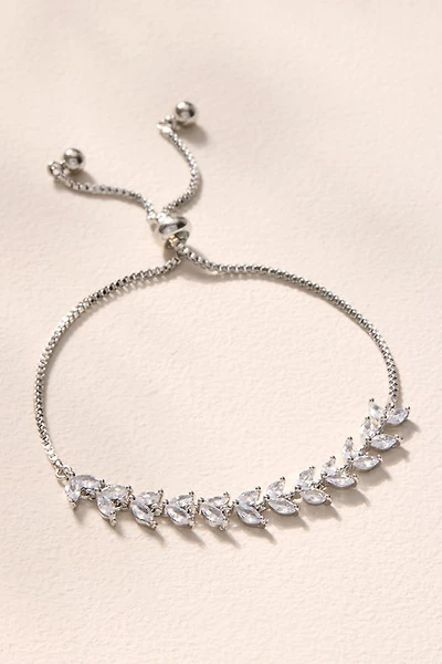 Jenna Crystal Leaf Pull Tie Bracelet