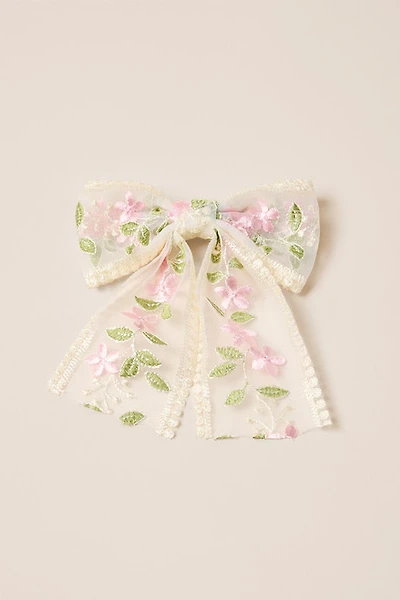 Jana Floral Applique Bow Hair Barrette
