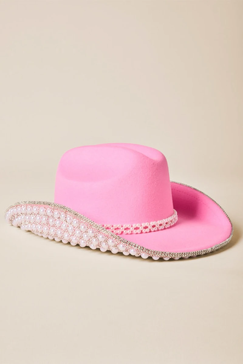 Stacy Pearl Embellished Cowboy Hat