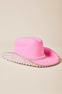 Stacy Pearl Embellished Cowboy Hat
