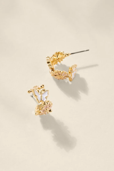 Stacy Flower Butterfly Huggie Earrings