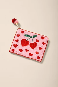 Cherry Heart Beaded Pouch