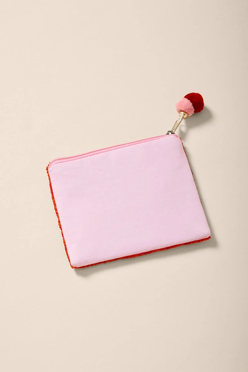 Cherry Heart Beaded Pouch