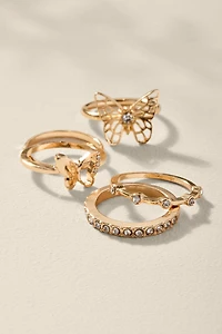 Doris Mixed Butterfly Ring Set