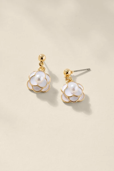 Tonia Rosette Pearl Drop Earrings