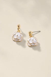 Tonia Rosette Pearl Drop Earrings
