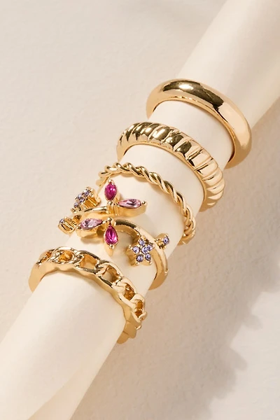 Mary Mixed Flower Ring Set