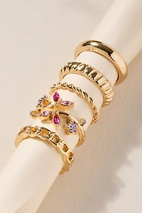 Mary Mixed Flower Ring Set