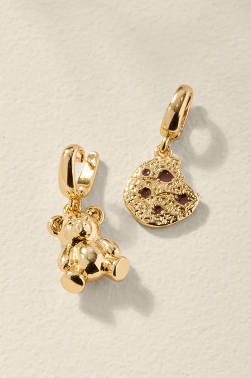 Cookie and Teddy Bear Gold Charm Set