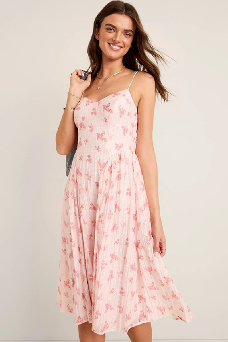 Barbara Textured Floral Midi Dress