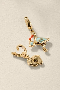 Stork and Baby Feet Gold Charm Set