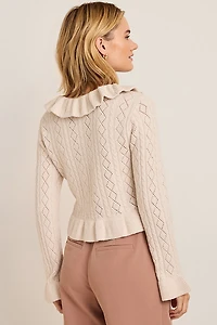 Ashley Tie Front Ruffle Cardigan