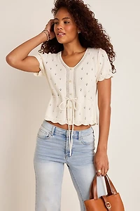 Savannah Pointelle Sweater Tee