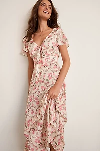 Nora Floral Bow Front Midi Dress