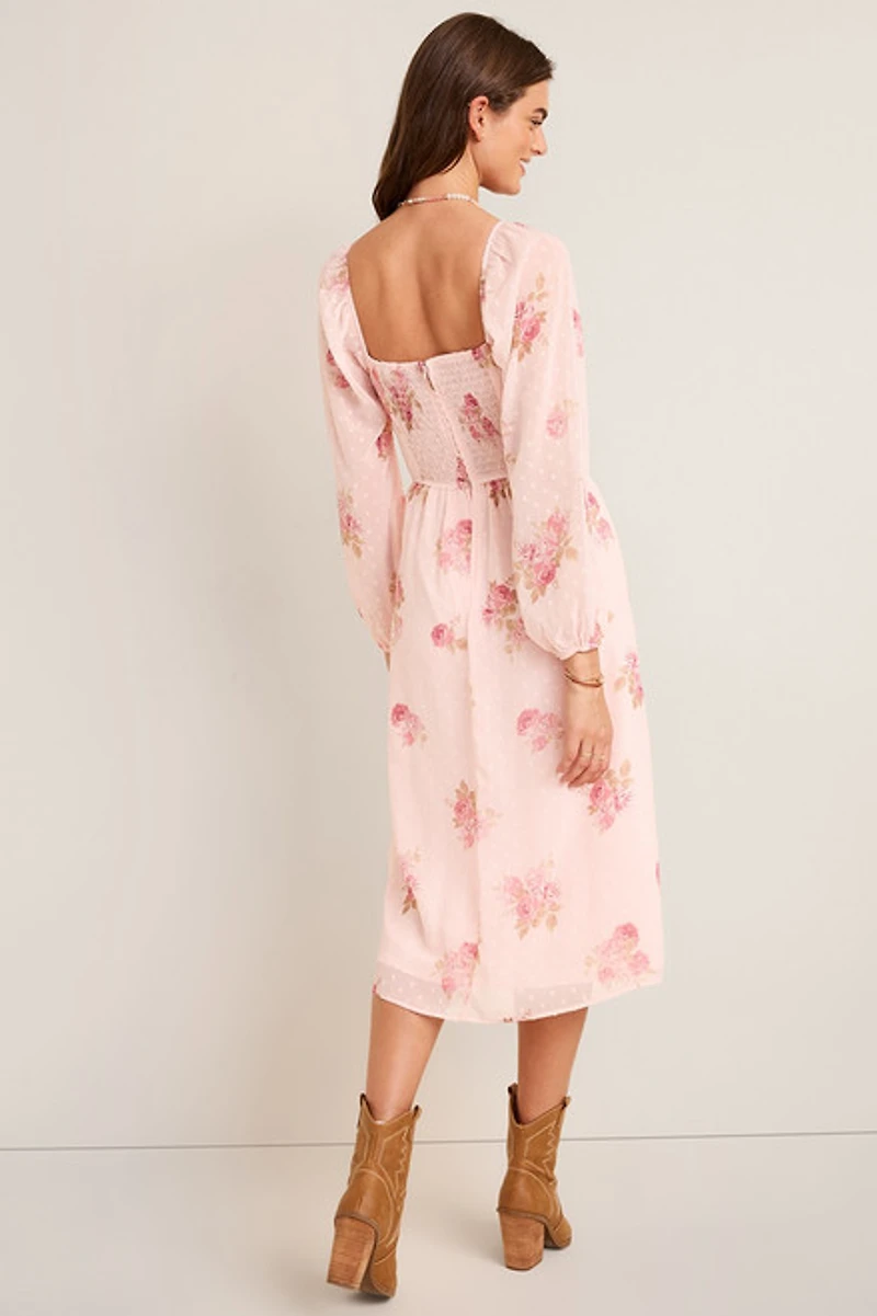 Justine Clip Dot Floral Midi Dress
