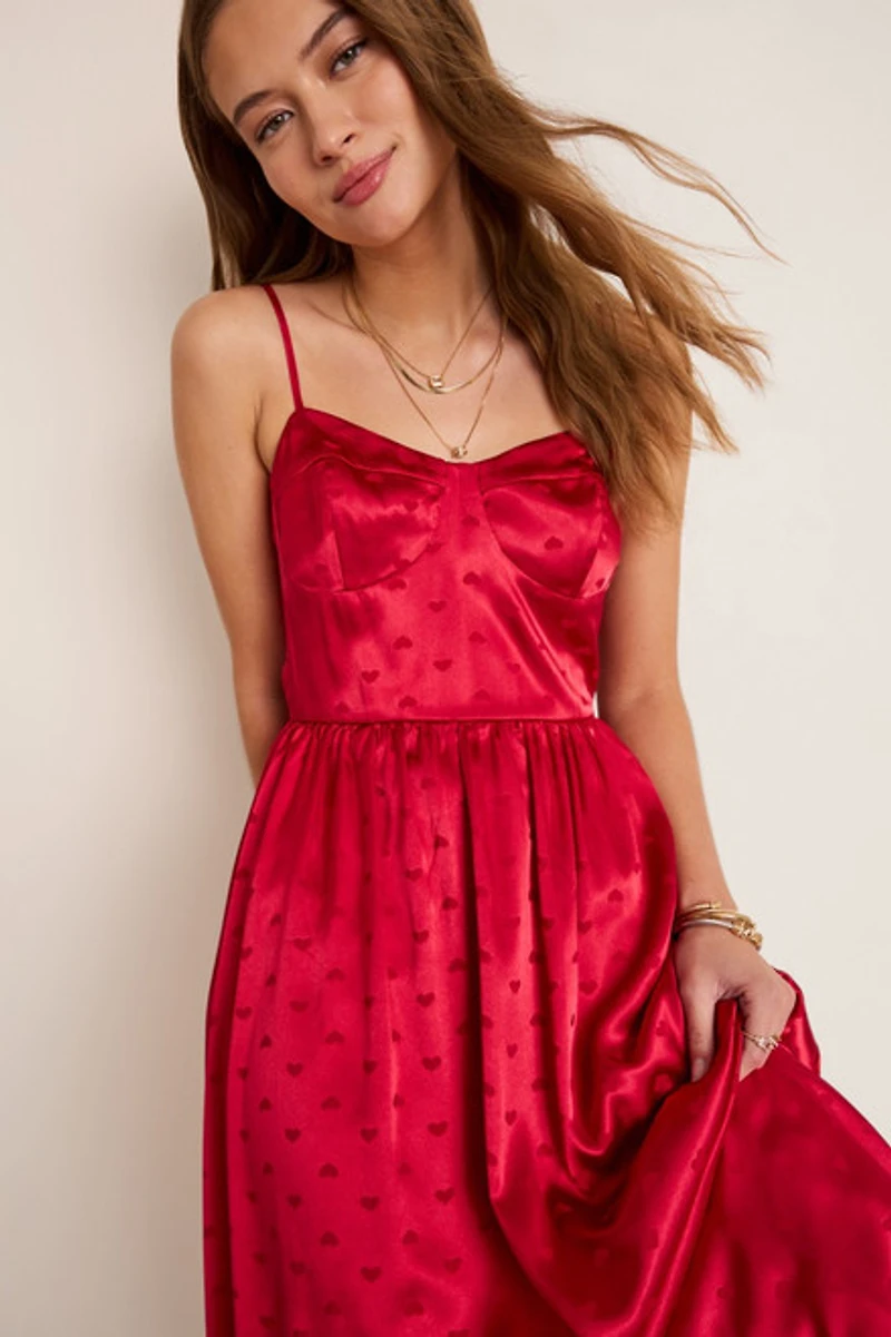 Darcy Heart Print Midi Dress