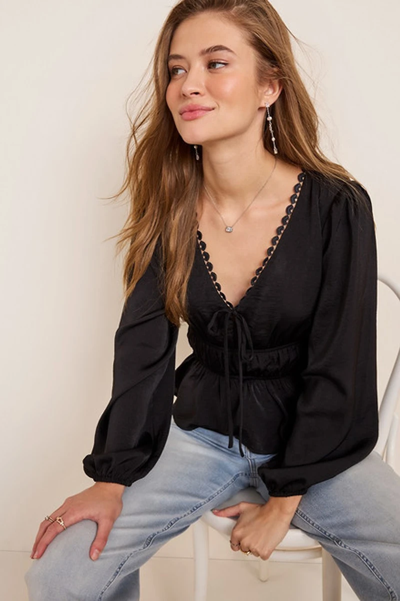 Lanie Long Sleeve V Neck Blouse