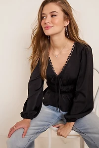 Lanie Long Sleeve V Neck Blouse