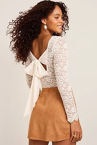Elena Floral Lace Bow Back Top