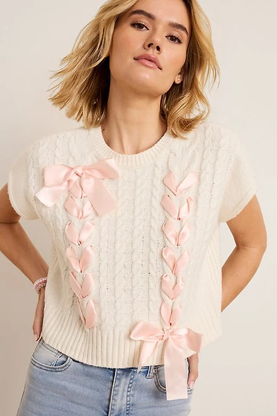 Anna Lace Up Sweater Tee