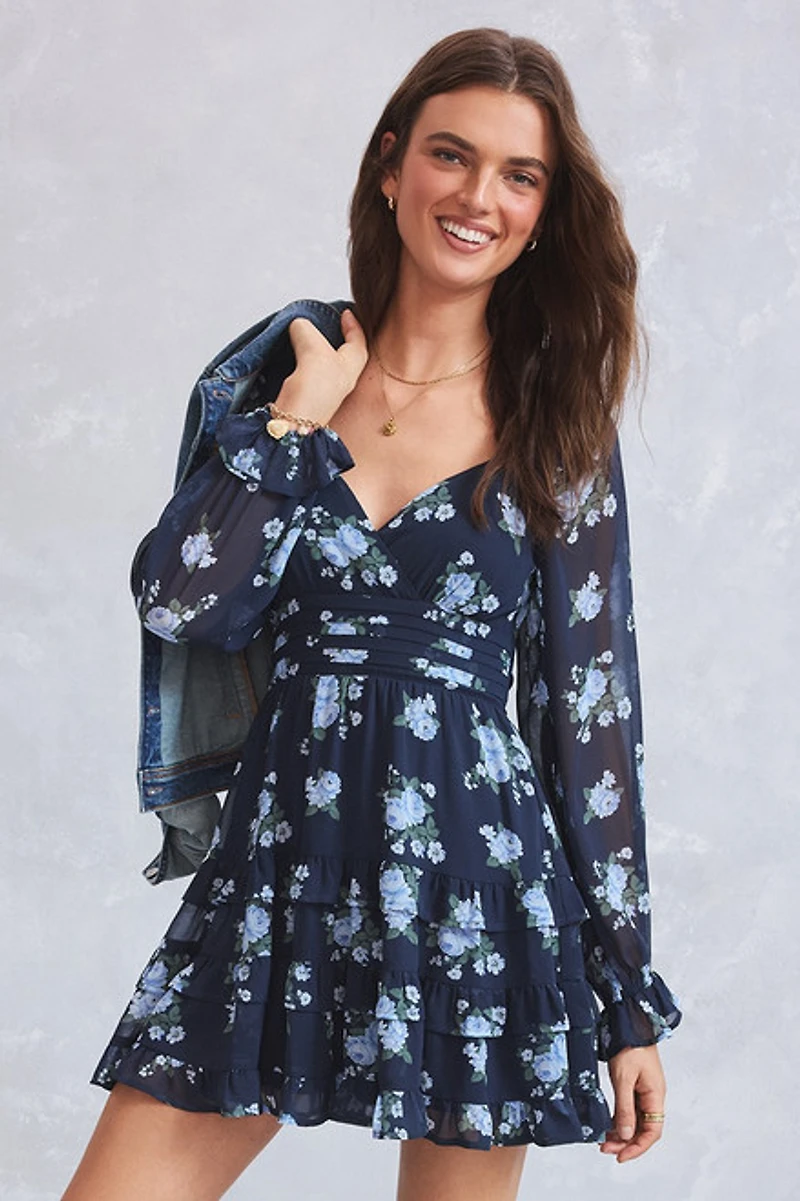 Tracy Floral Long Sleeve Mini Dress