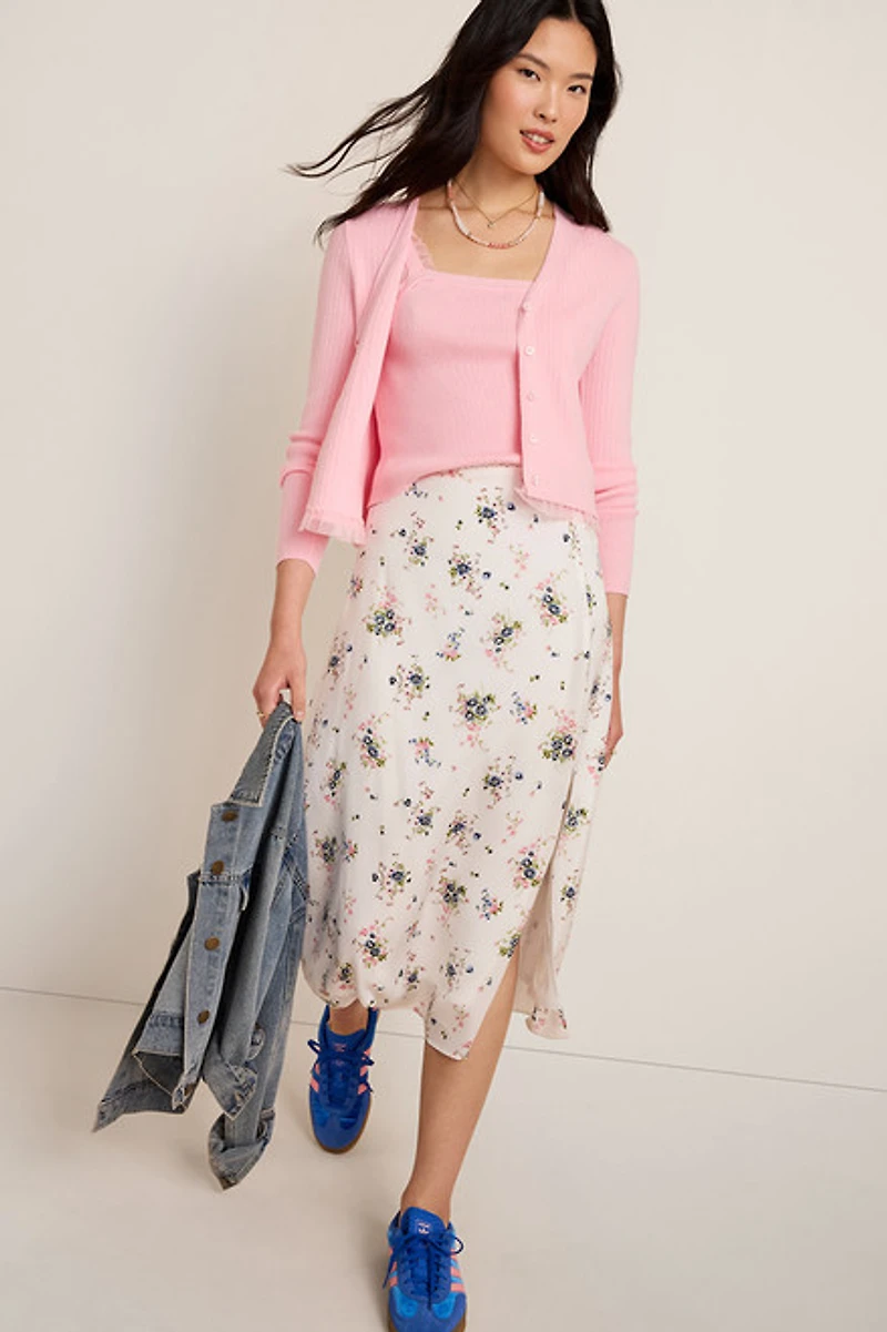 Vicky Floral Satin Midi Skirt