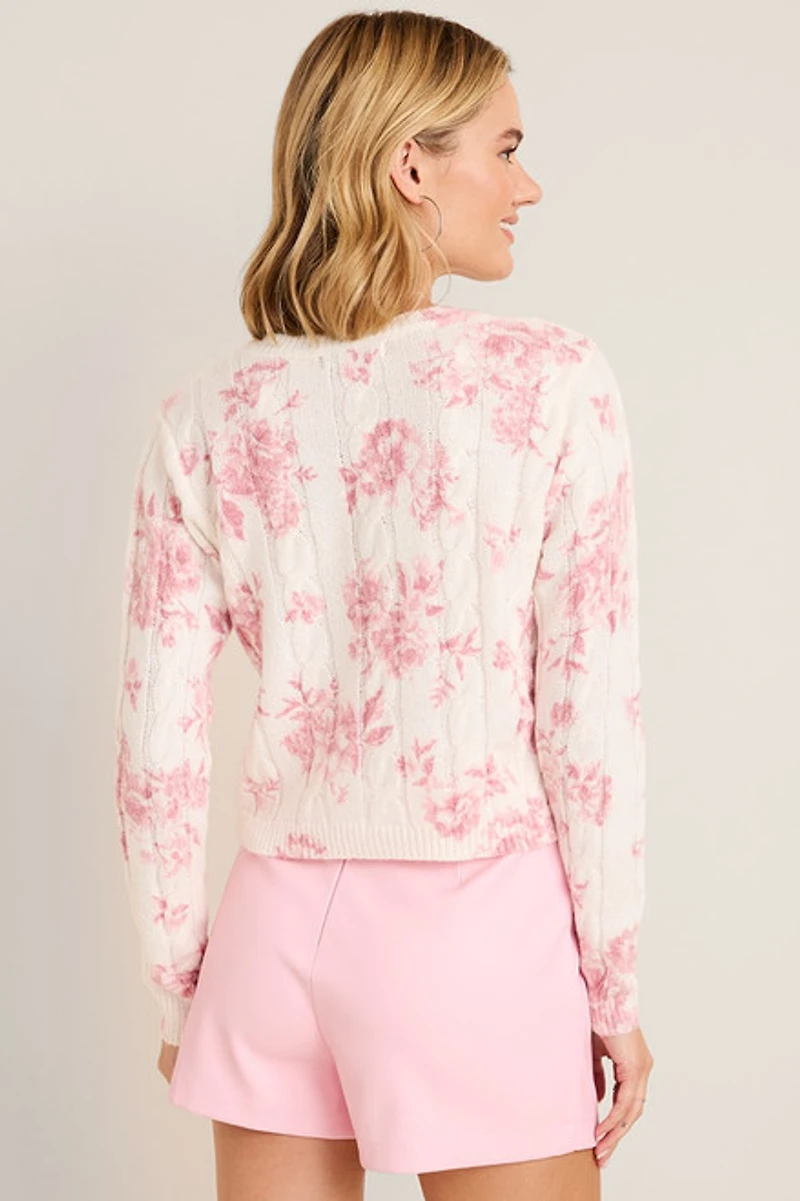 Tara Floral Cable Knit Sweater