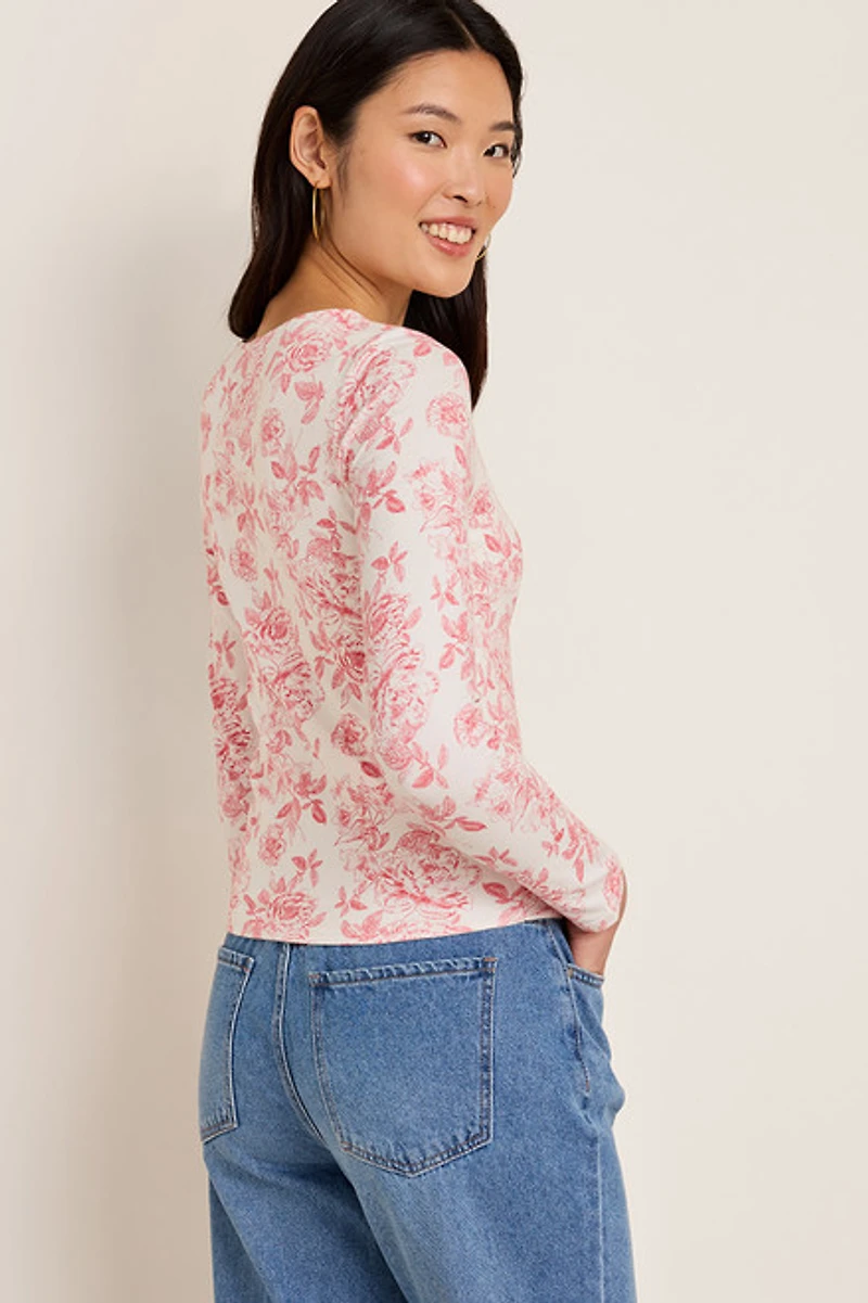 yummi by francesca's Toil Print Long Sleeve Tee