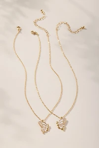 Butterfly Pendant Bestie Necklace Set