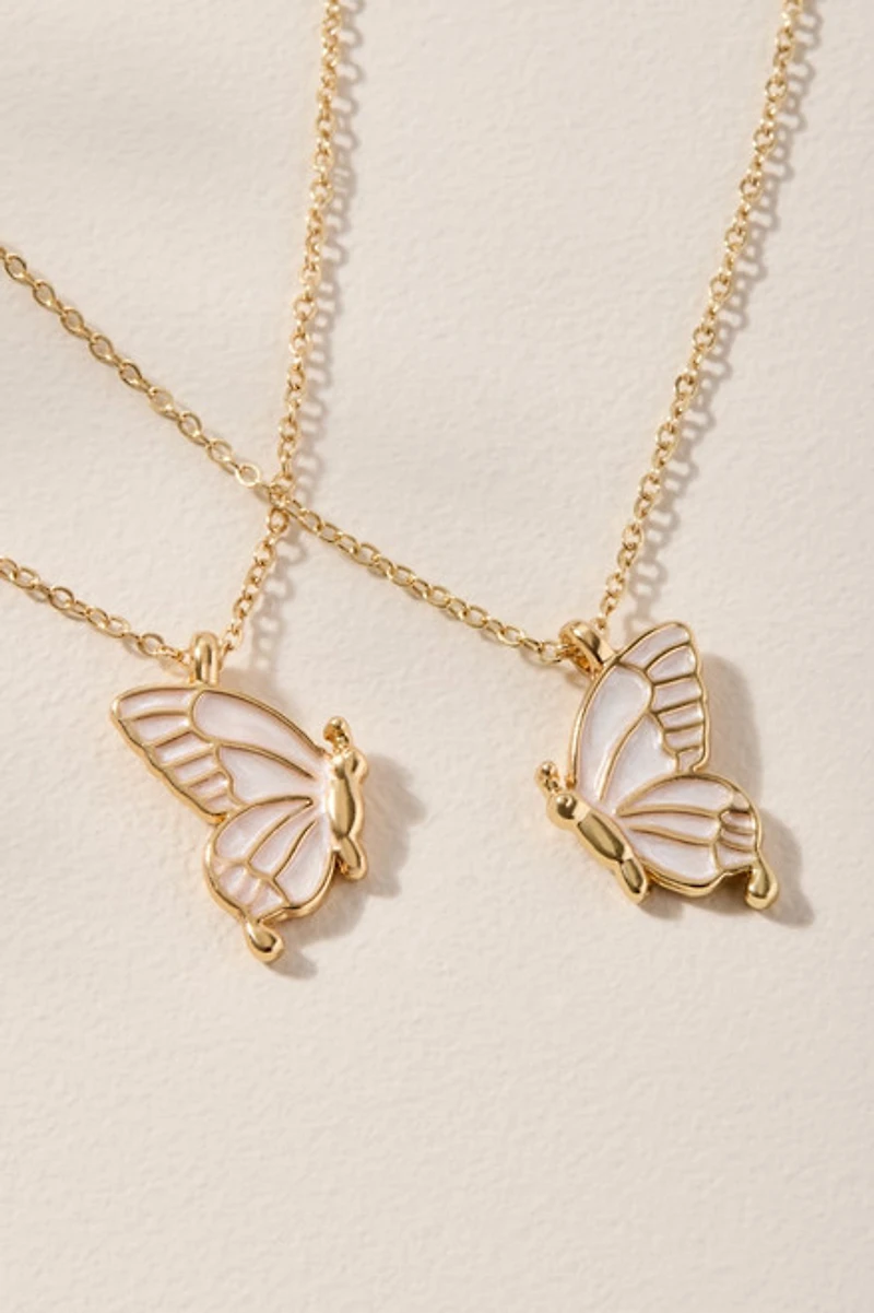 Butterfly Pendant Bestie Necklace Set