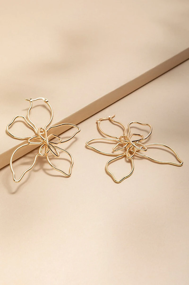 Clara Wire Flower Hoop Earrings